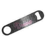 Zebra Print Bar Bottle Opener - Silver w/ Monogram