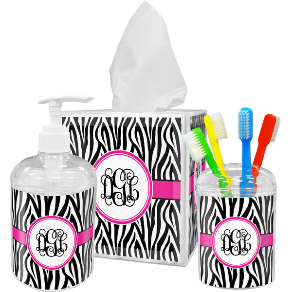 Zebra Print Bathroom Accessories Set (Personalized)