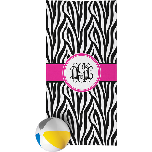 Custom Zebra Print Beach Towel (Personalized)