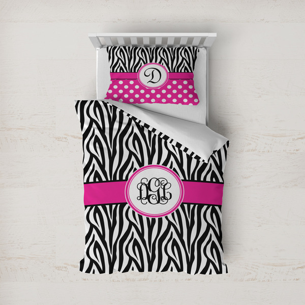 Custom Zebra Print Duvet Cover Set - Twin (Personalized)