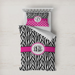 Zebra Print Duvet Cover Set - Twin XL (Personalized)