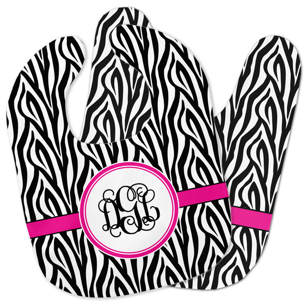 Custom Zebra Print Baby Bib w/ Monogram