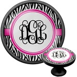 Zebra Print Cabinet Knob (Black) (Personalized)