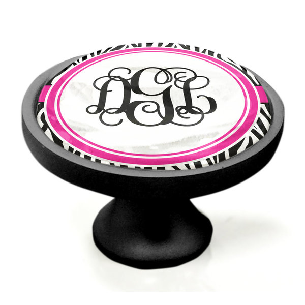 Zebra Print Black Custom Cabinet Knob (Side)