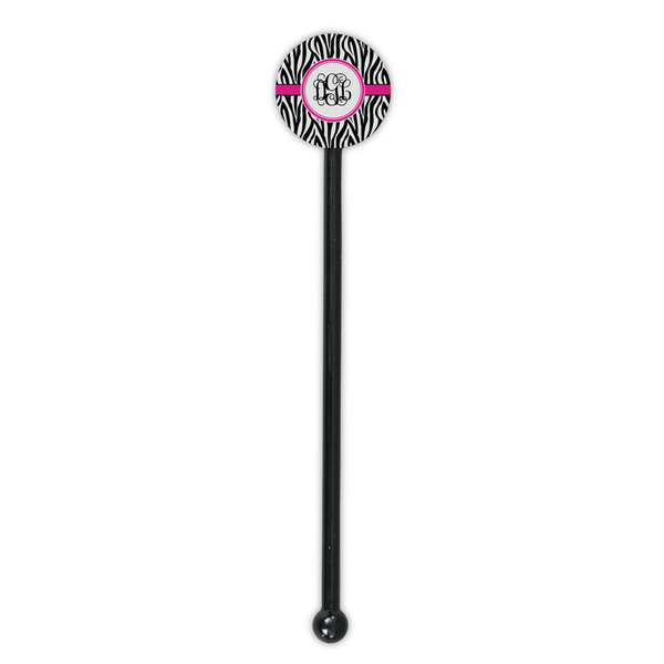 Zebra Print Black Plastic 5.5" Stir Stick - Round - Single Stick