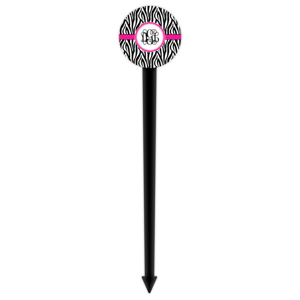 Zebra Print Black Plastic 6" Food Pick - Round - Single Pick