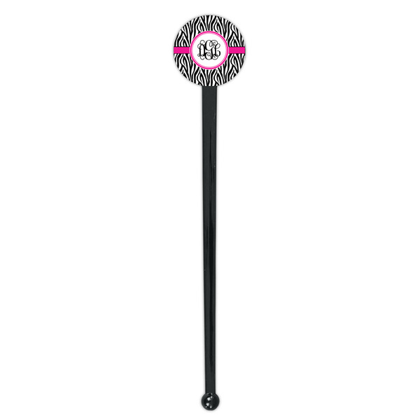 Zebra Print Black Plastic 7" Stir Stick - Round - Single Stick