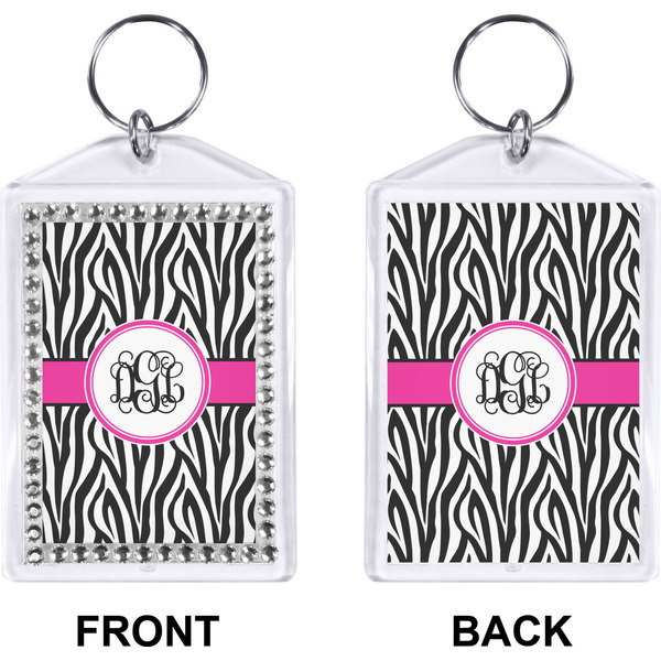 Zebra Print Bling Keychain (Front + Back)