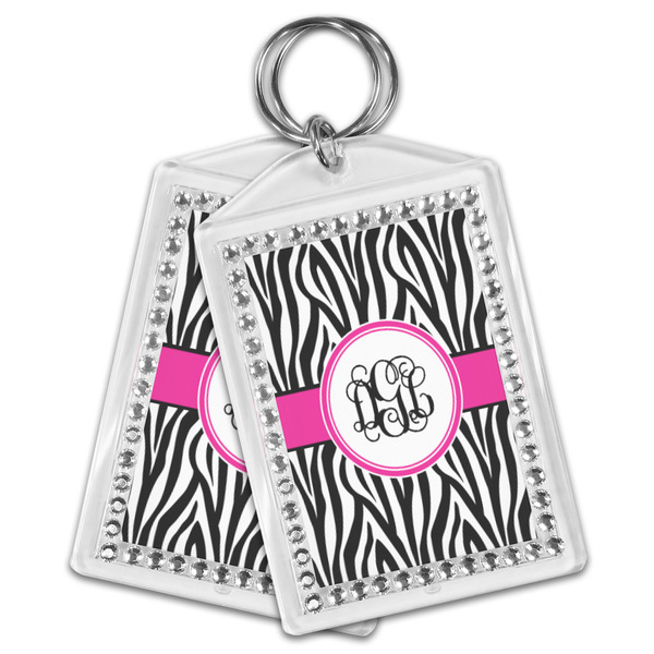 Zebra Print Bling Keychain - MAIN