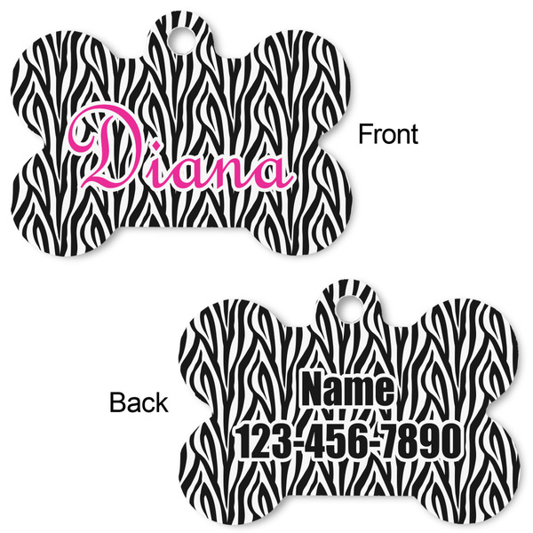 Zebra Print Bone Shaped Dog ID Tag - Large - Approval
