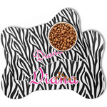 Zebra Print Bone Shaped Dog Food Mat (Personalized)