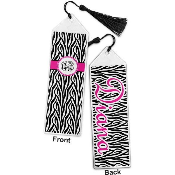 Zebra Print Bookmark with tassel - Front and Back