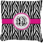 Zebra Print Faux-Linen Throw Pillow 18" (Personalized)