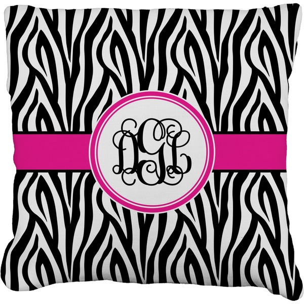 Custom Zebra Print Faux-Linen Throw Pillow 18" (Personalized)