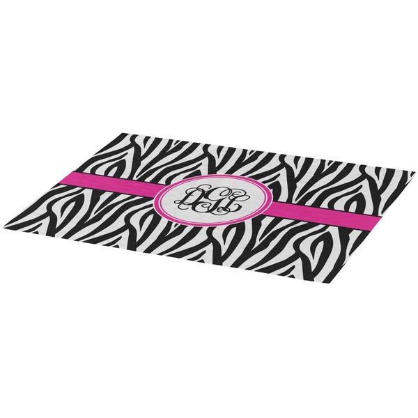 Zebra Print Burlap Placemat (Angle View)