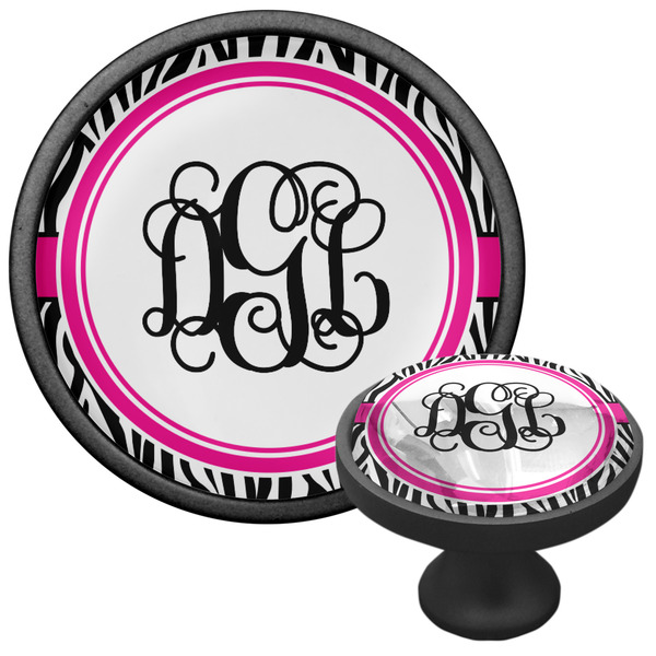 Zebra Print Cabinet Knob - Black - Multi Angle