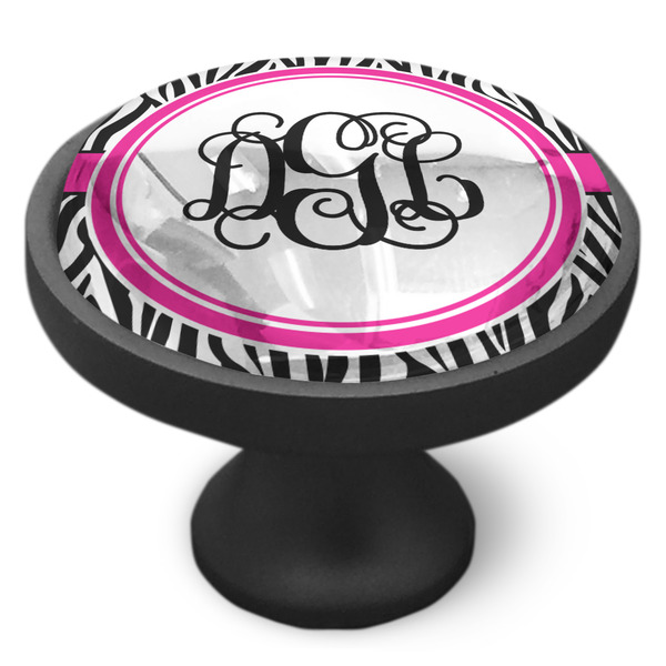 Zebra Print Cabinet Knob - Black - Side