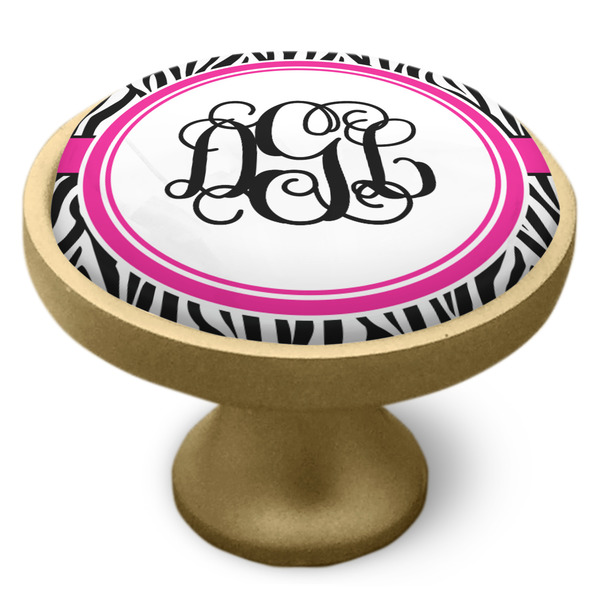 Zebra Print Cabinet Knob - Gold - Side