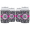 Zebra Print Can Cooler (12 oz) - Set of 4 w/ Monogram