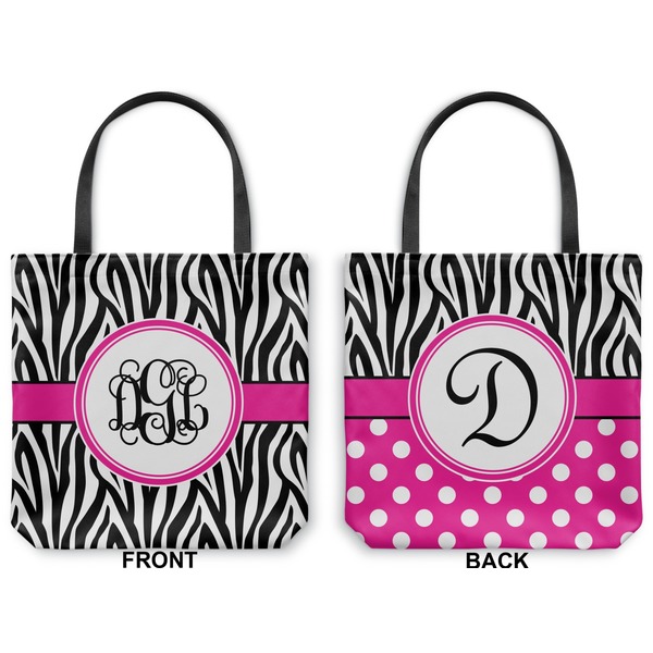 Zebra Print Canvas Tote - Front and Back