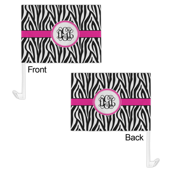 Zebra Print Car Flag - 11" x 8" - Front & Back View