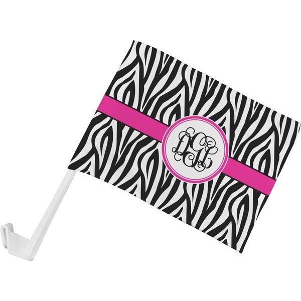 Custom Zebra Print Car Flag - Small w/ Monogram