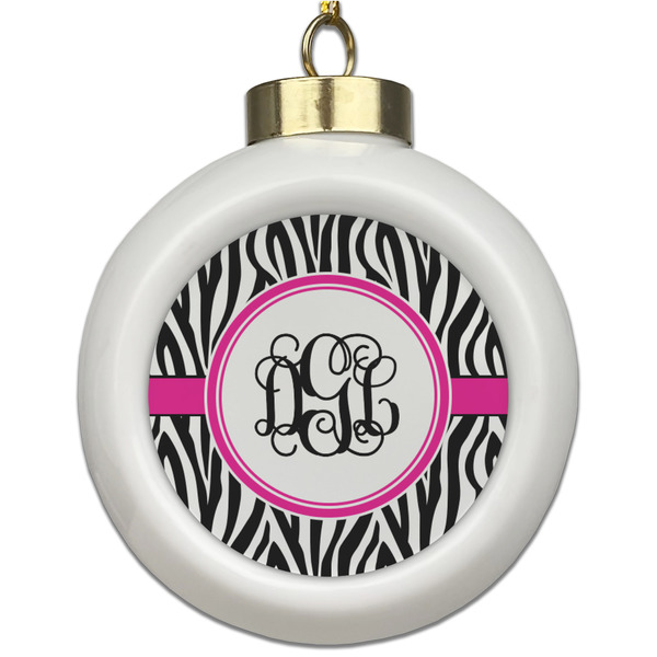 Custom Zebra Print Ceramic Ball Ornament (Personalized)