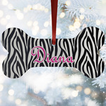 Zebra Print Ceramic Dog Ornament w/ Monograms