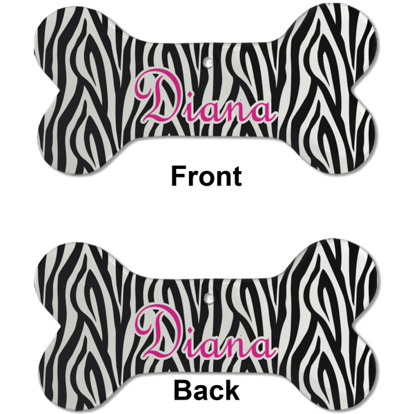 Zebra Print Ceramic Flat Ornament - Bone Front & Back (APPROVAL)
