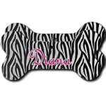 Zebra Print Ceramic Dog Ornament - Front & Back w/ Monogram