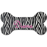 Zebra Print Ceramic Dog Ornament - Front w/ Monogram