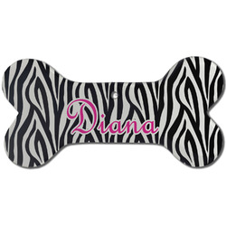 Zebra Print Ceramic Dog Ornament - Front w/ Monogram