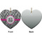 Zebra Print Ceramic Flat Ornament - Heart Front & Back (APPROVAL)
