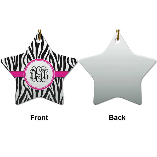 Zebra Print Ceramic Flat Ornament - Star Front & Back (APPROVAL)