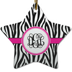 Zebra Print Star Ceramic Ornament w/ Monogram