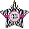 Zebra Print Ceramic Flat Ornament - Star (Front)
