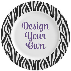 Zebra Print Ceramic Dinner Plates (Set of 4) (Personalized)