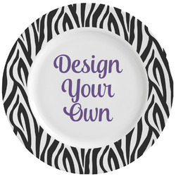 Zebra Print Ceramic Dinner Plates (Set of 4) (Personalized)