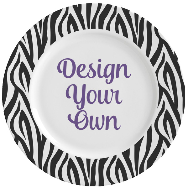 Custom Zebra Print Ceramic Dinner Plates (Set of 4) (Personalized)