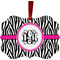 Zebra Print Metal Frame Ornament - Double Sided w/ Monogram
