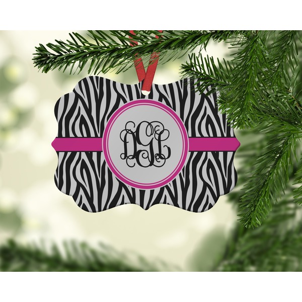 Zebra Print Christmas Ornament (On Tree)