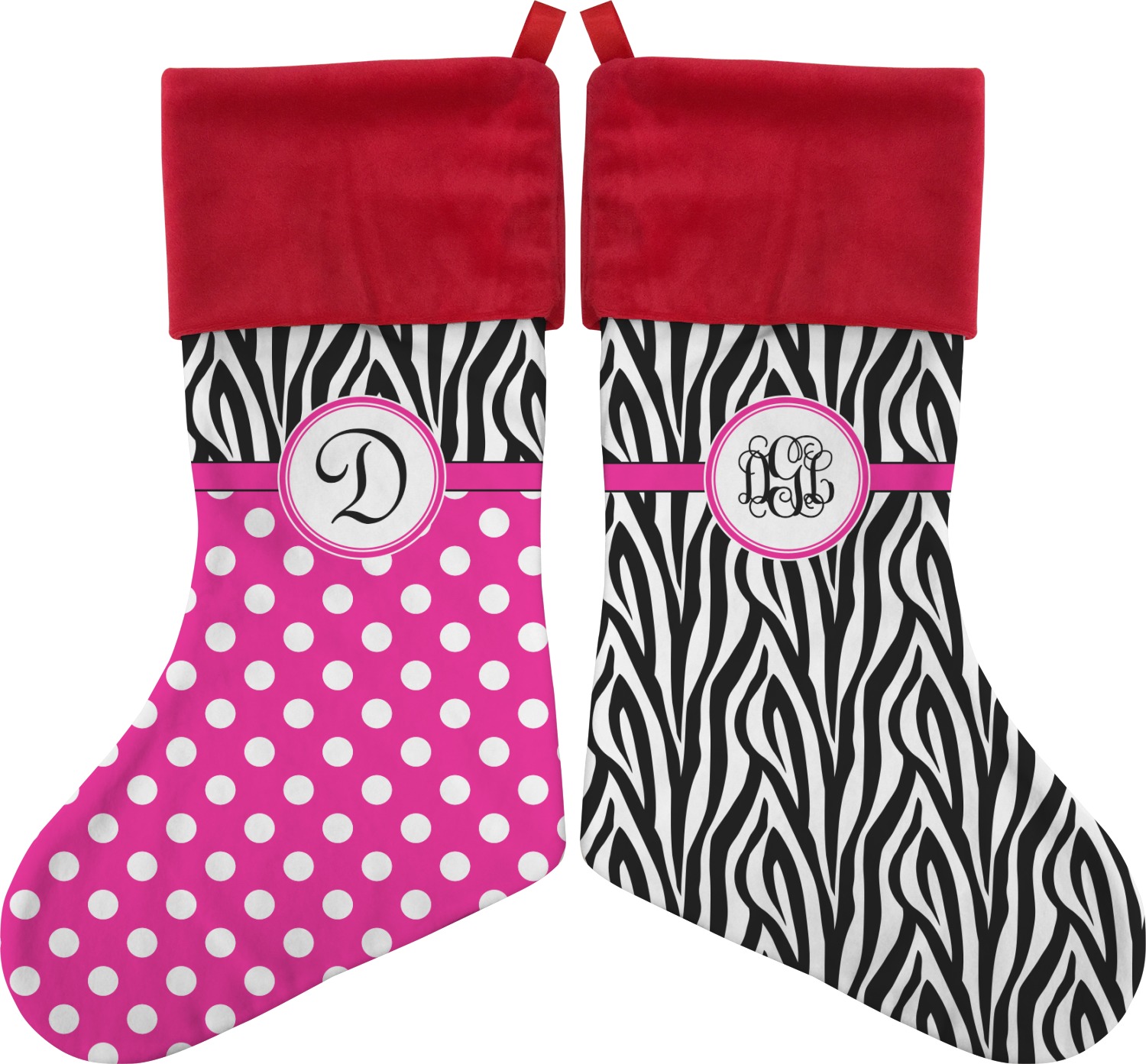 Zebra Print Christmas Stocking DoubleSided (Personalized) YouCustomizeIt