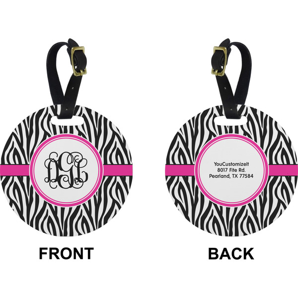 Zebra Print Circle Luggage Tag (Front + Back)