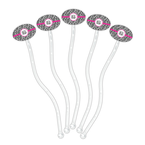 Zebra Print Clear Plastic 7" Stir Stick - Oval - Fan