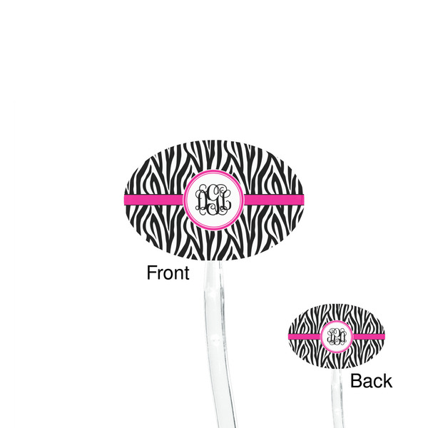 Zebra Print Clear Plastic 7" Stir Stick - Oval - Front & Back