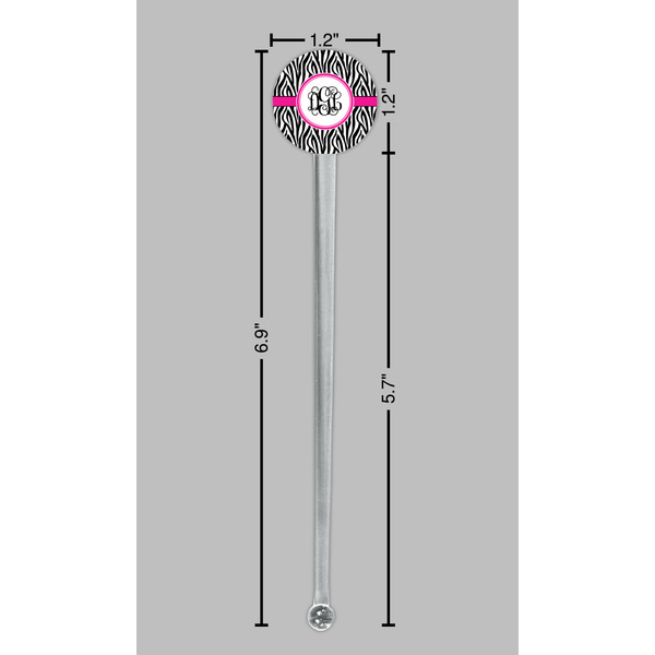 Zebra Print Clear Plastic 7" Stir Stick - Round - Dimensions