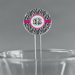 Zebra Print 5.5" Round Plastic Stir Sticks - Clear (Personalized)