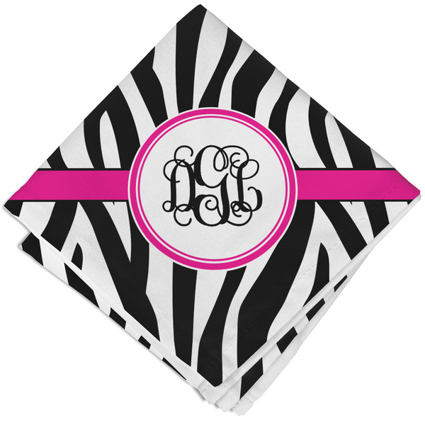 Custom Zebra Print Cloth Cocktail Napkin - Single w/ Monogram