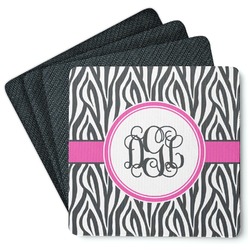Zebra Print Square Rubber Backed Coasters - Set of 4 (Personalized)