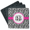 Zebra Print Square Rubber Backed Coasters - Set of 4 (Personalized)